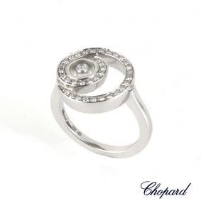 Chopard 18k White Gold Diamond Ring 0.35ct Size K 827108-1111 B&P
